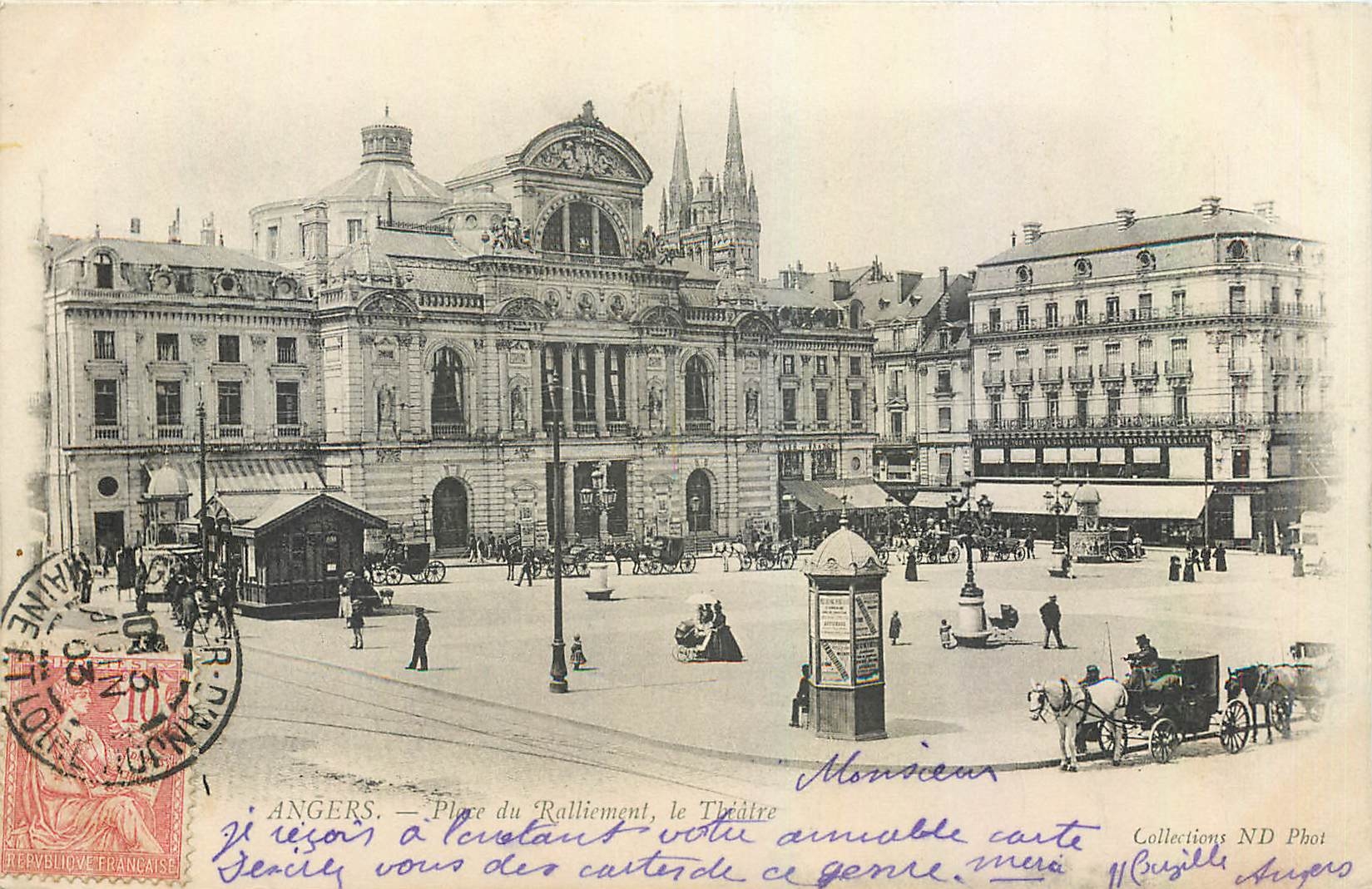 CPA Angers Place du Ralliement le Theatre 