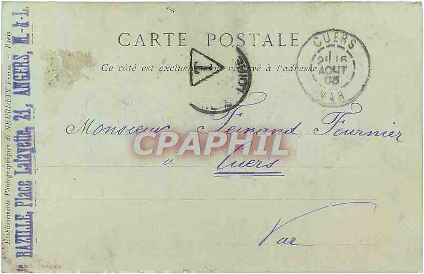 CPA Angers La Tour Saint Aubin  — Rückseite