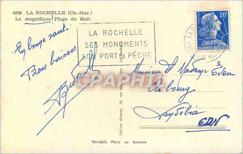 CPM La Rochelle Ch Mar La magnifique Plage du Mail  — Verso