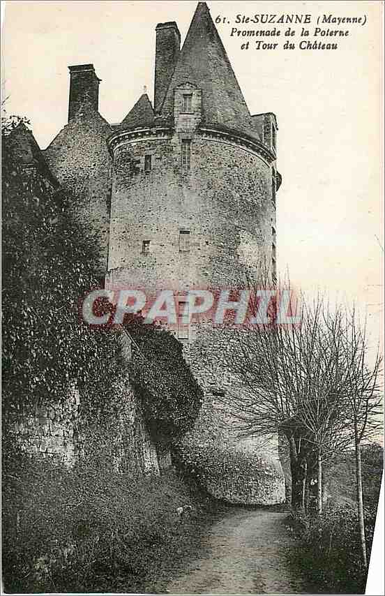 CPM Ste Suzanne Mayenne Promenade de la Poterne et Tour du Chateau 
