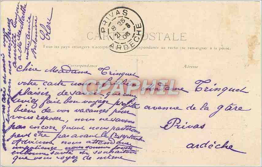 CPA Lyon Gros Caillou  — Verso
