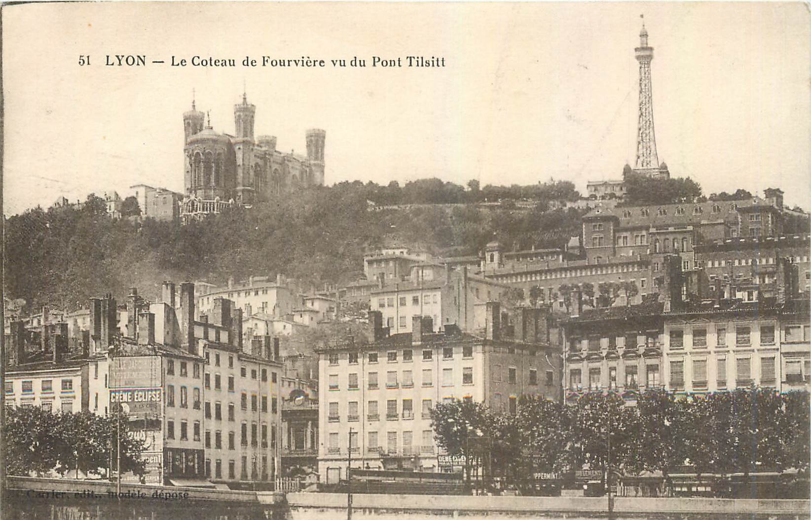 CPA Lyon Le Coteau de Fourviere vu du Pont Tilsitt 
