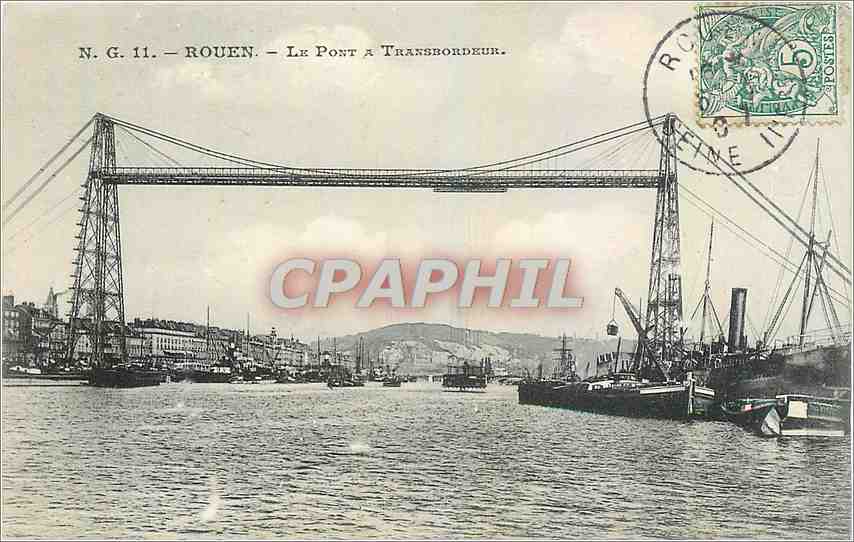 CPA Rouen Le Pont a Transbordeur Bateaux