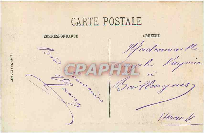 CPA Lyon Place et Rue de la Republique Monument Carnot Tramway — Verso