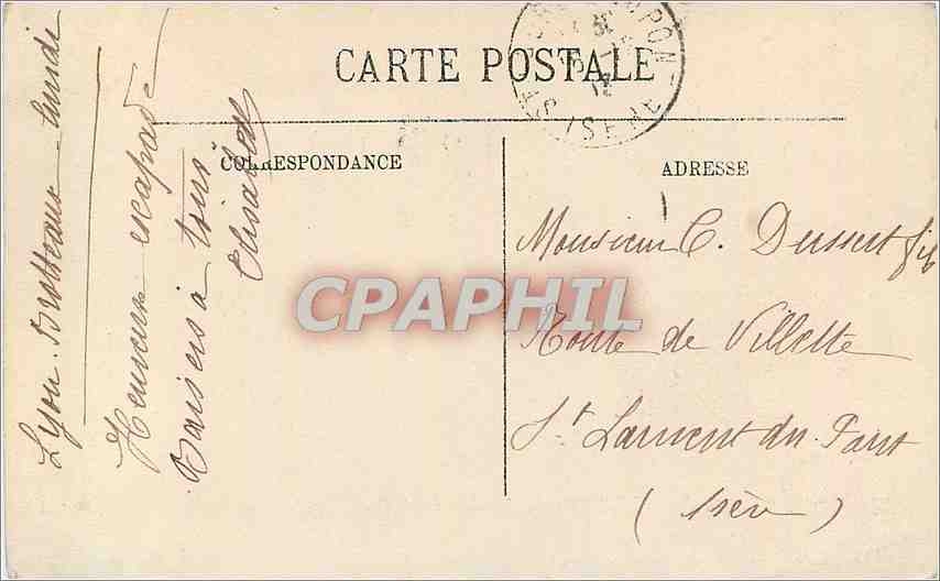 CPA Lyon Gare des Brotteaux  — Verso
