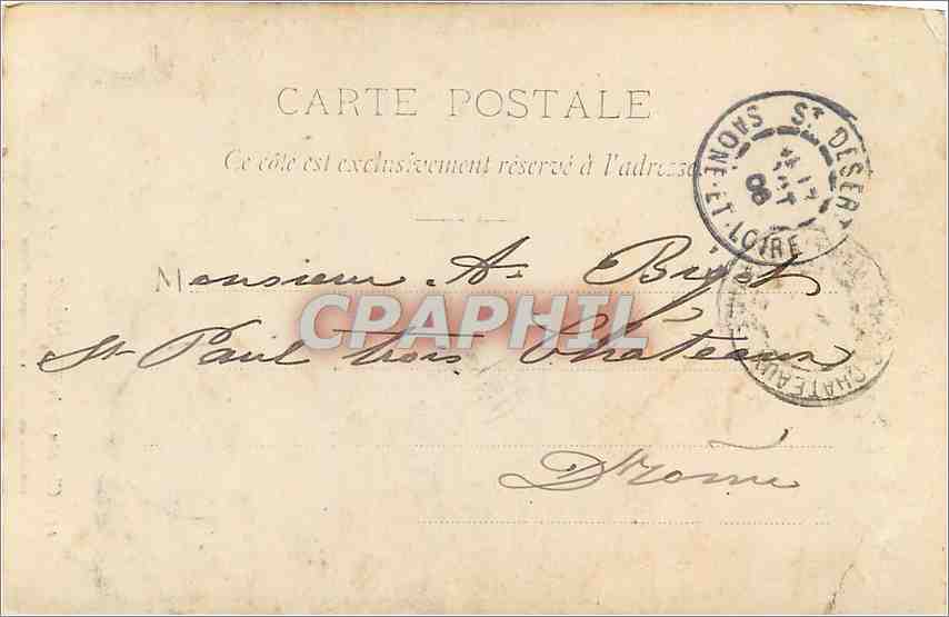 CPA Chateau de la Terriere  — Verso