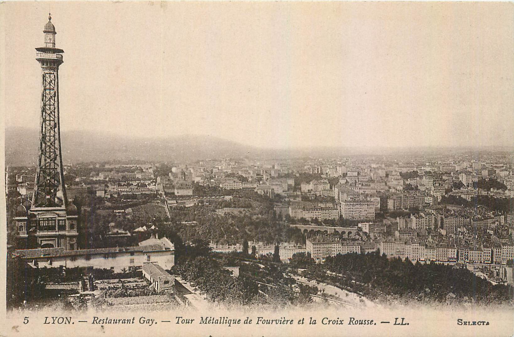 CPA Lyon Restaurant Gay Tour Metallique de Fourviere et la Croix Rousse 