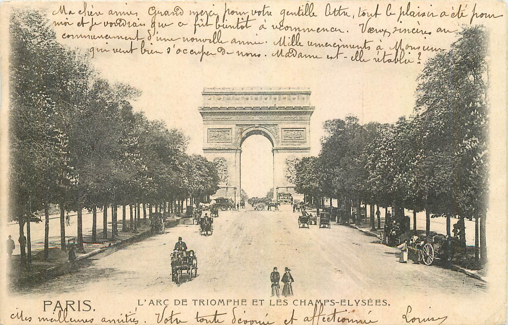 CPA Paris L'Arc de Triomphe et les Champs Elysees 