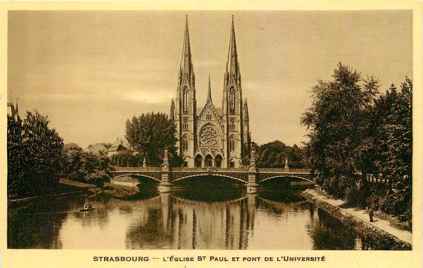 CPA Strasbourg L'Eglise St Paul et Pont de l'Universite 