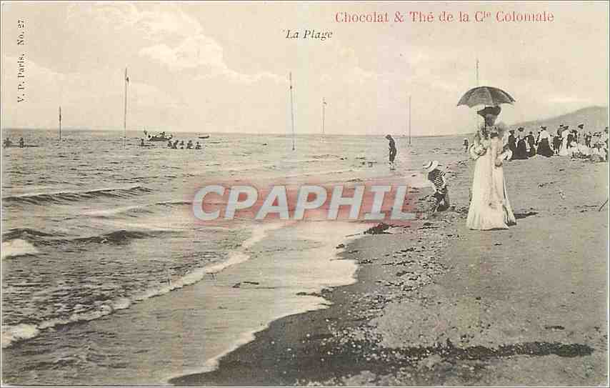CPA Chocolat The de la Cle Coloniale La Plage 
