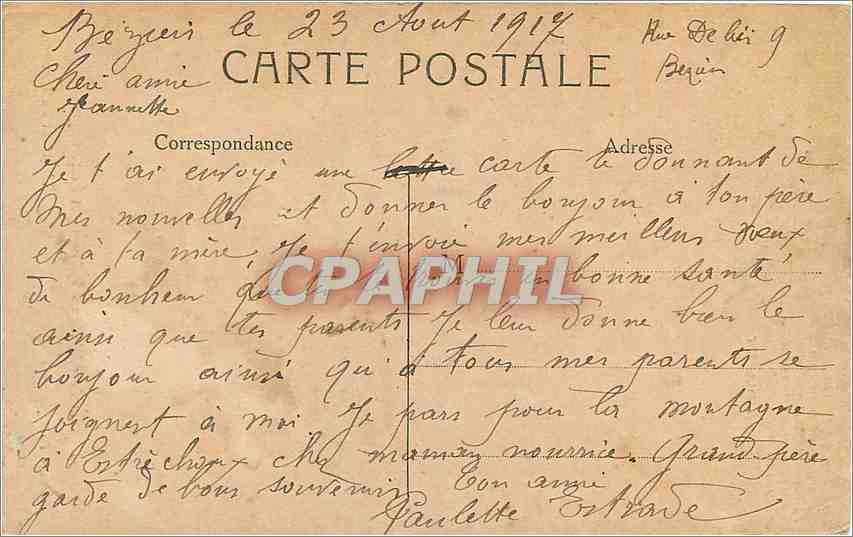 CPA Fontaine — Rückseite