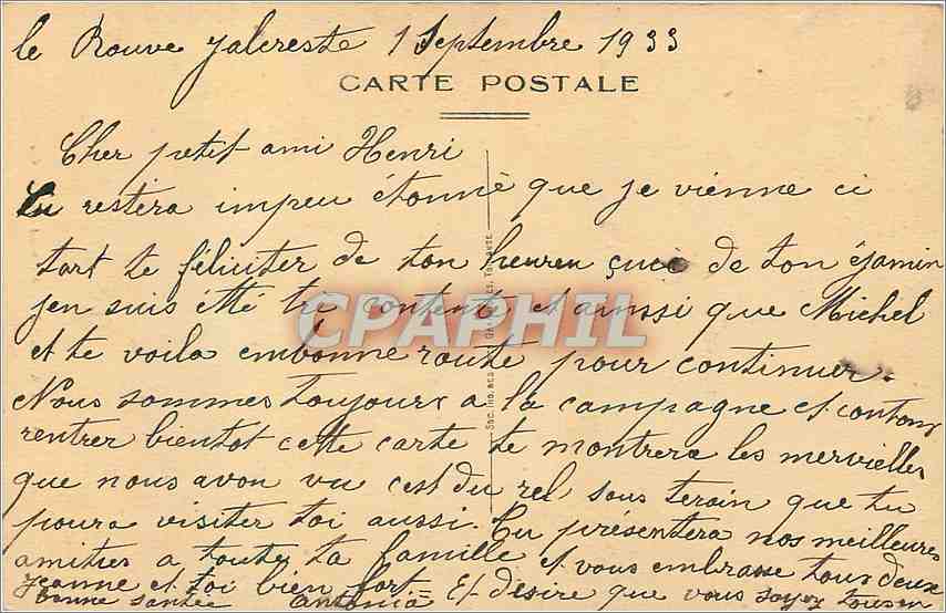 CPA Aven Armand Au bord du Gouffre  — Verso