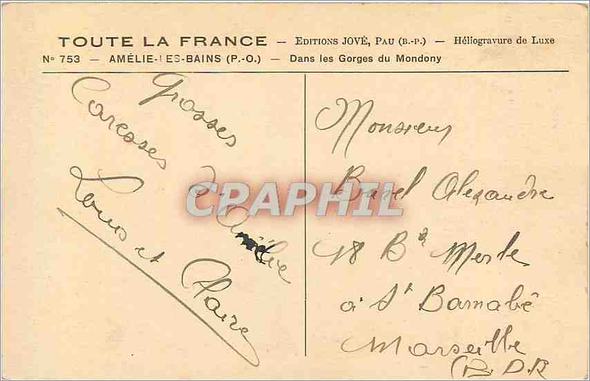 CPA Amelie les Bains PO Dans les Gorges du Mondony  — Rückseite