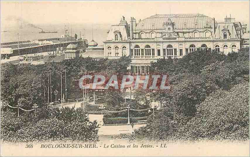 Boulogne-sur-Mer — The Casino and the Piers — LL, n° 368
