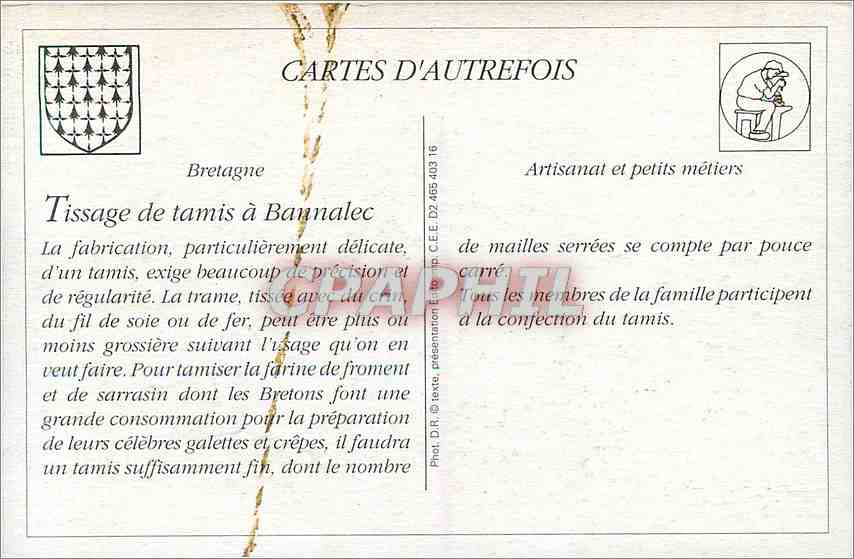 REPRO Tissage de tamis et de crible dans une familie de Bannalec  — Rückseite