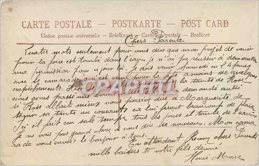 Ein Mann und eine Frau vor einem Haus — Wiedersehensszene — unbekannter Verlag, Nr. 454 — Rückseite