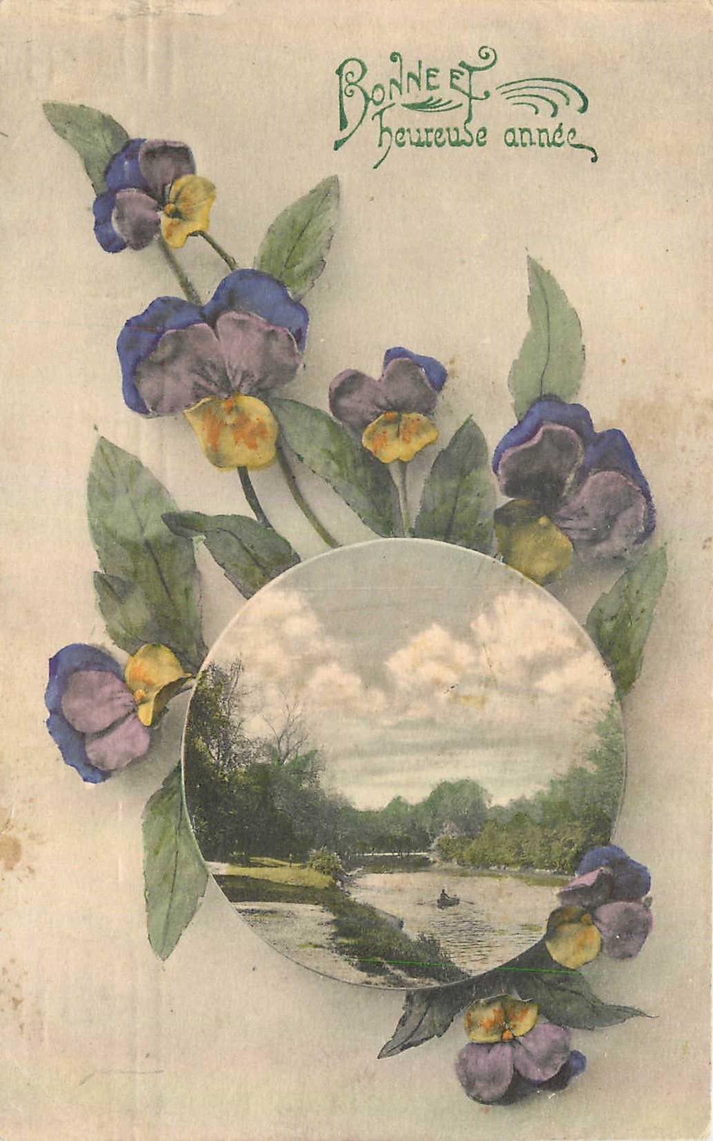 CPA Bonne et heureuse Annee Fleurs
