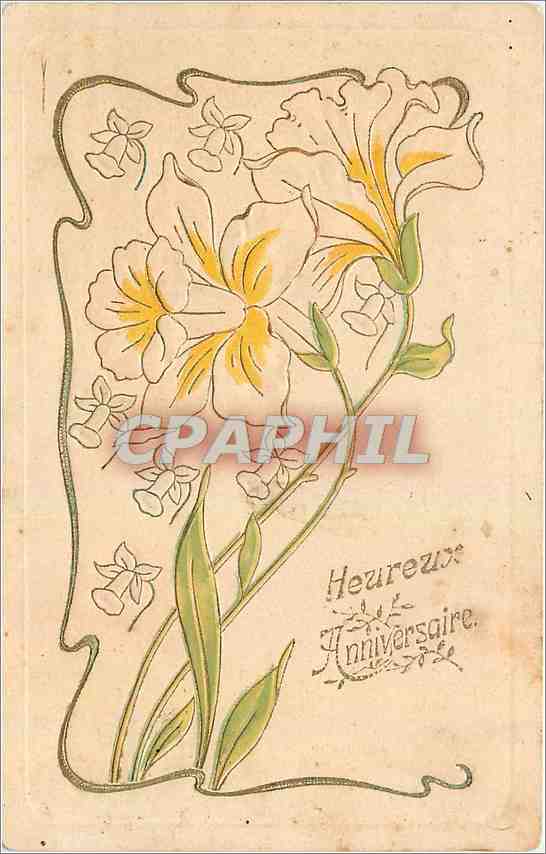 CPA Heureux Anniversaire Fleurs