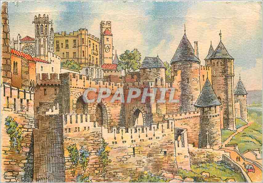 CPA Carcassonne Les Remparts Porte d'Aude