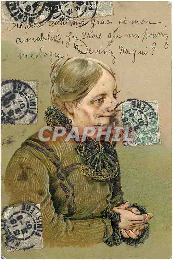 Femme en robe à col brodé — éditeur B. Serie 3047