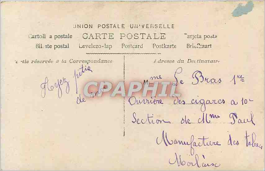 CPA Homme — Verso