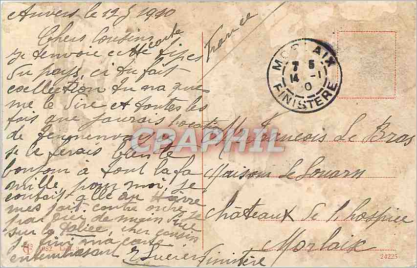 CPA Laitiere Flamande Voiture a chiens — Rückseite