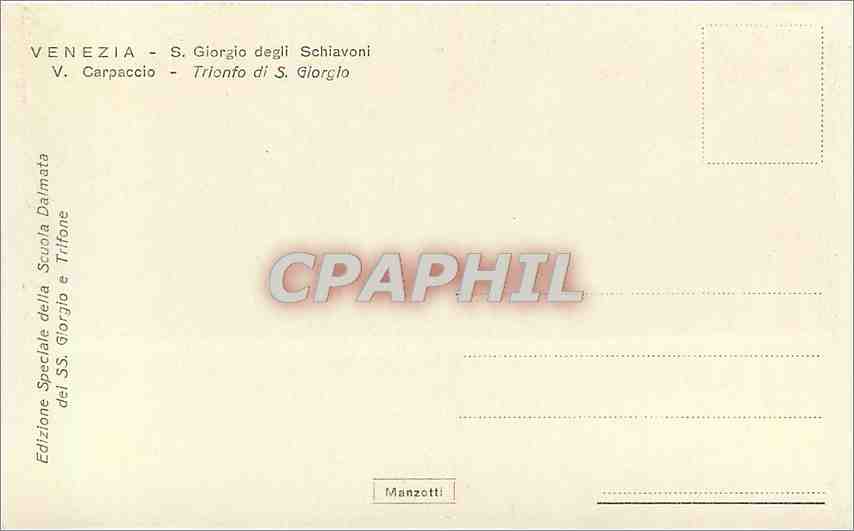 CPA Venezia S Giogio degli Schiavoni  — Rückseite