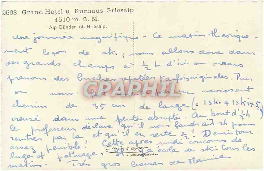 CPM Grand Hotel u Kurhaus Griesalp  — Rückseite