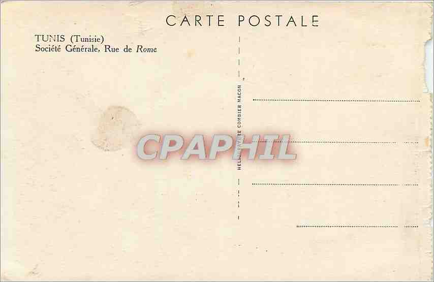 CPA Tunis Societ Generale Rue de Rome  — Rückseite