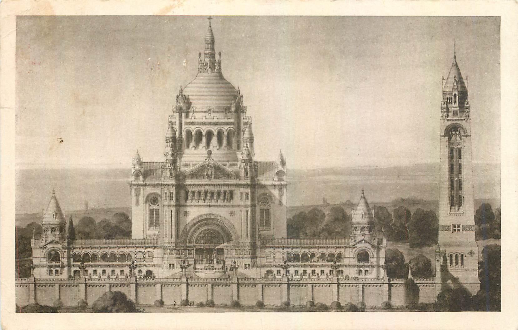 La Basilique de Lisieux — Vue Générale du Projet — Déposé - Reproduction litho. Dreeger-Paris