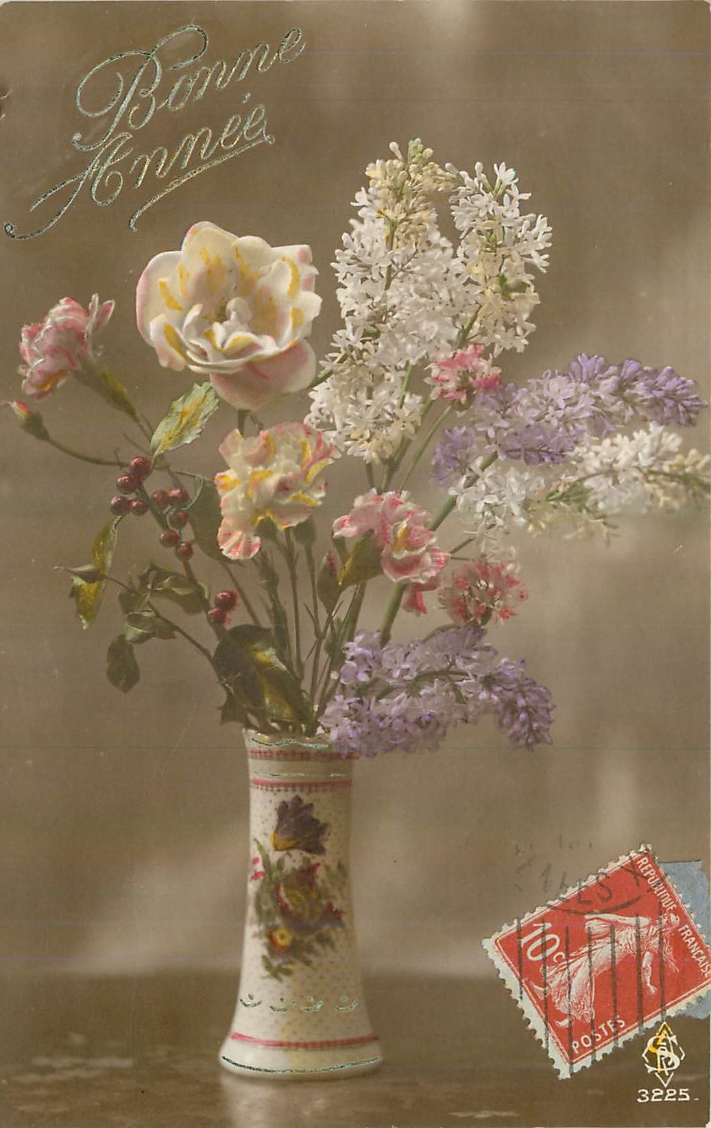 CPA Bonne Annee Fleurs