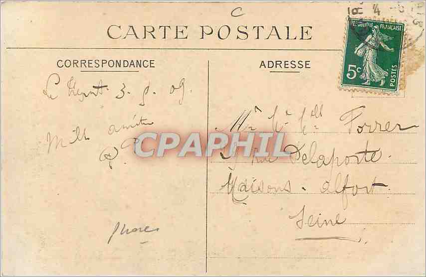 CPA Le Treport Tempete Phare — Rückseite