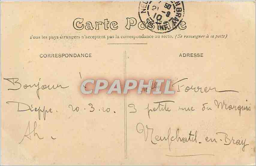CPA Dieppe Le Phare un jour de tempete Phare — Verso