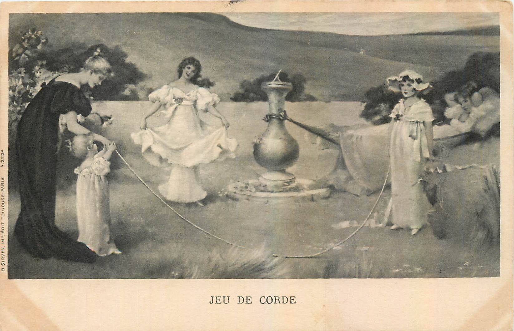 CPA Jeu de Corde Femmes Enfants