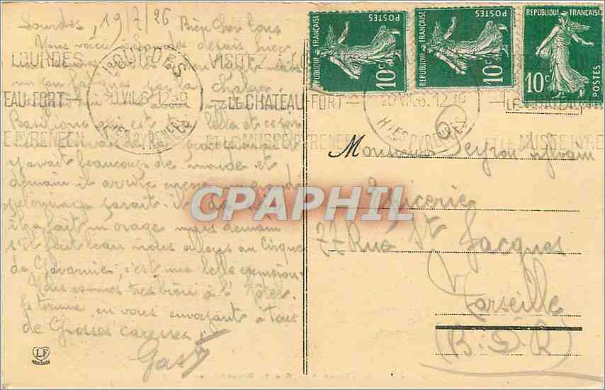 CPA Lourdes La Grotte Miraculeuse  — Verso