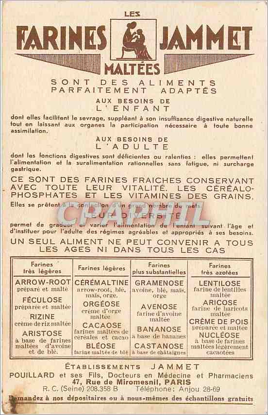 CPA Les Vieilles Provinces de France Le Bearn Farines Jammet — Rückseite