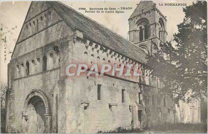 CPA Environs de Caen Thaon Portail de la vieille Eglise 