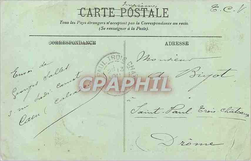 CPA Caen La Place de la Republique  — Verso