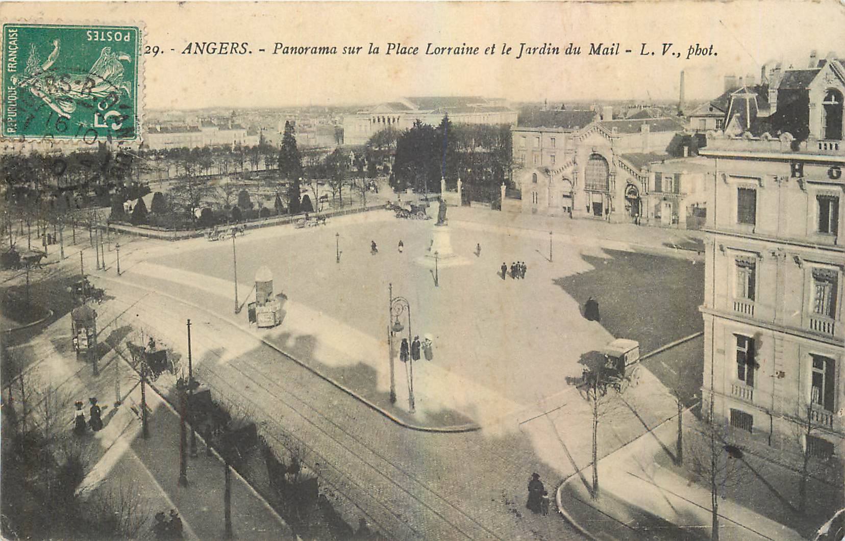 CPA Angers Panorama sur la Place Lorraine et le Jardin du Mail 