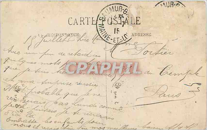 CPA Saumur Le Quai de Limoges le Pont Cessart et le Quartier des Ponts Lavoir — Rückseite