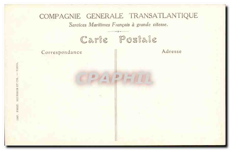 Salon de Musique — Paquebot rapide à 4 hélices « LAFAYETTE » — Compagnie Générale Transatlantique — Reverso