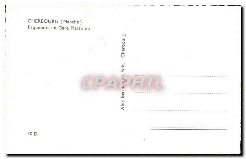 Steamer-Boat-Paquebots en Gare Maritime -Cherbourg (Manche)-CPA — Verso