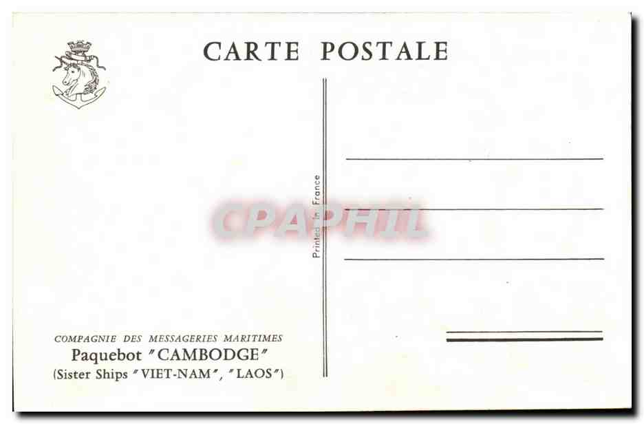 Steamer-Boat-Paquebot 'Cambodge' - Sister Shps'Viet-nam' 'Laos'- CPA — Back