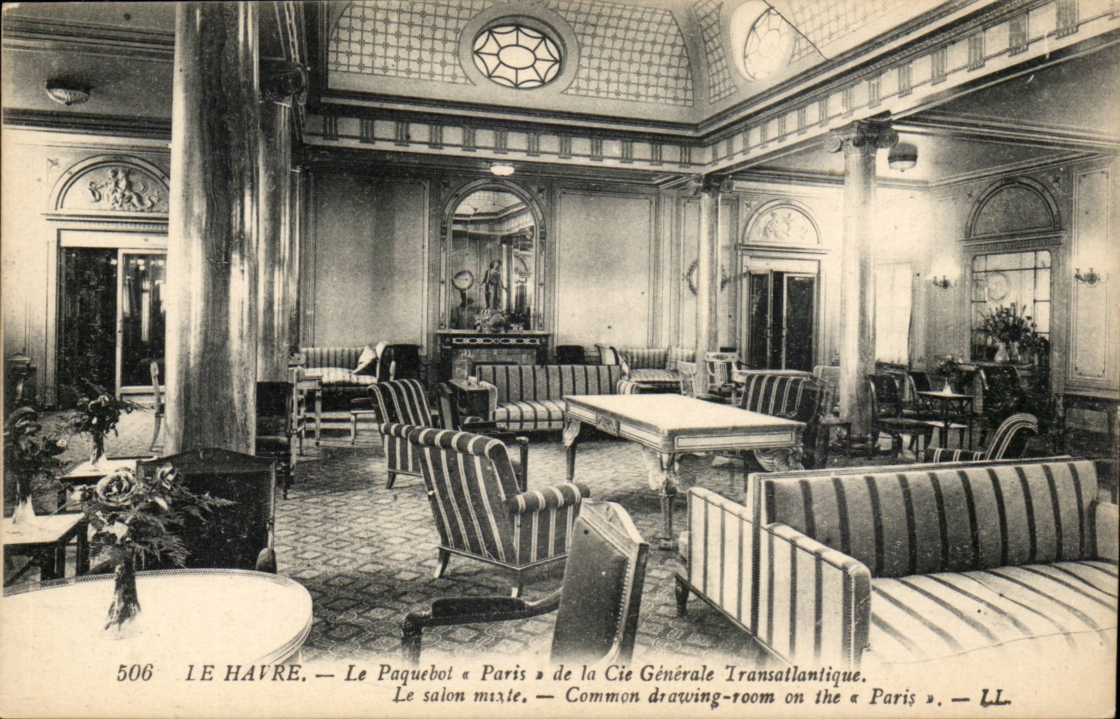 Le Havre — El transatlántico « Paris » de la Compañía General Transatlántica — salón mixto — n° 506 — LL