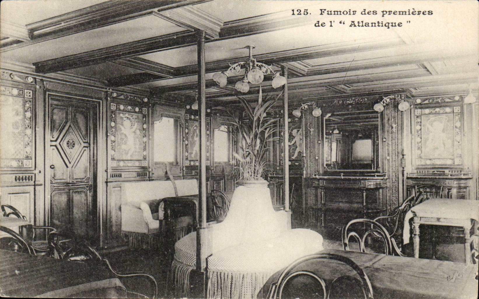 Fumoir des premières classes de l'Atlantique — Messageries Maritimes, n° 125