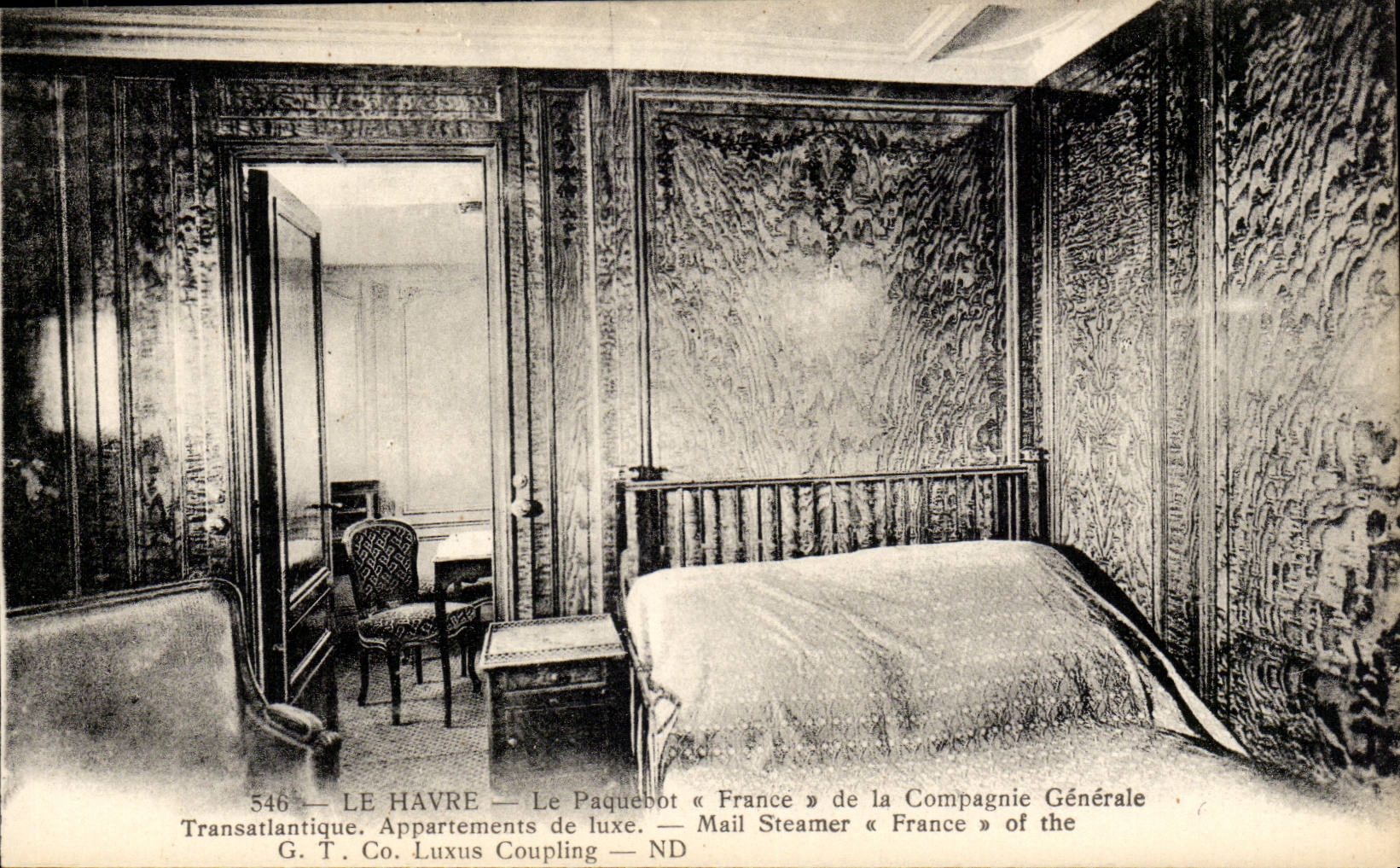 Steamer-Boat-Paquebot- Le Havre ' France' de la Compagnie Generale Transatlantique: Appartements de luxe- CPA