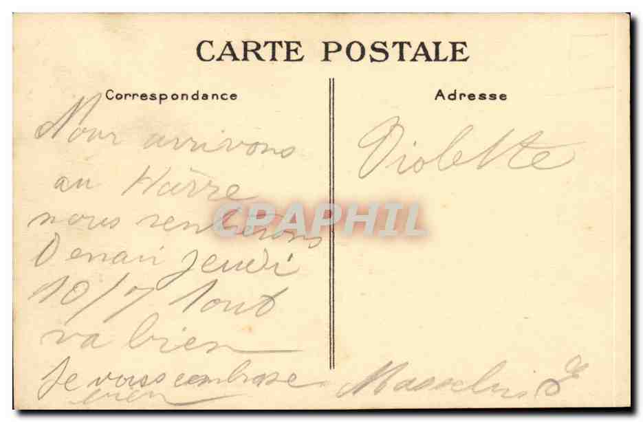Steamer-Boat-Paquebot- Le Havre 'Paris' Ligne de Havre New York 233m de long 26 m de large - CPA — Verso