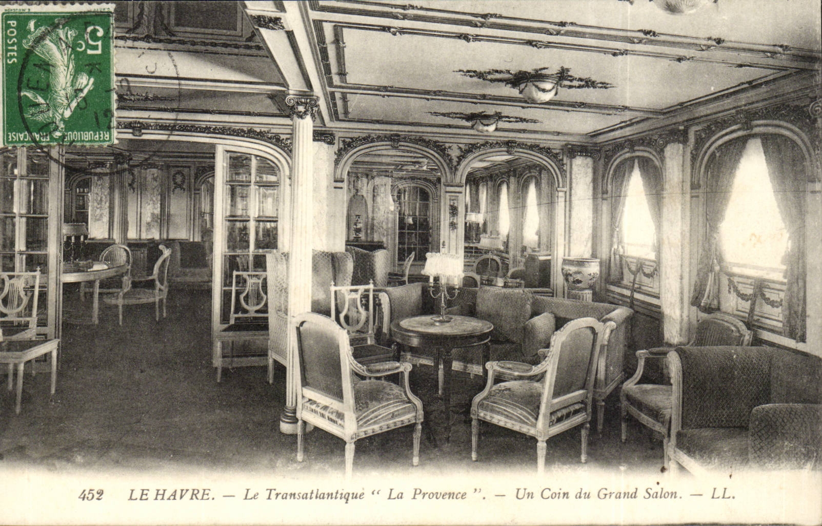 Steamer-Boat-Paquebot- Le Havre- Le Tranatlantique 'La Provence' Un Coin du Grand Salon- CPA