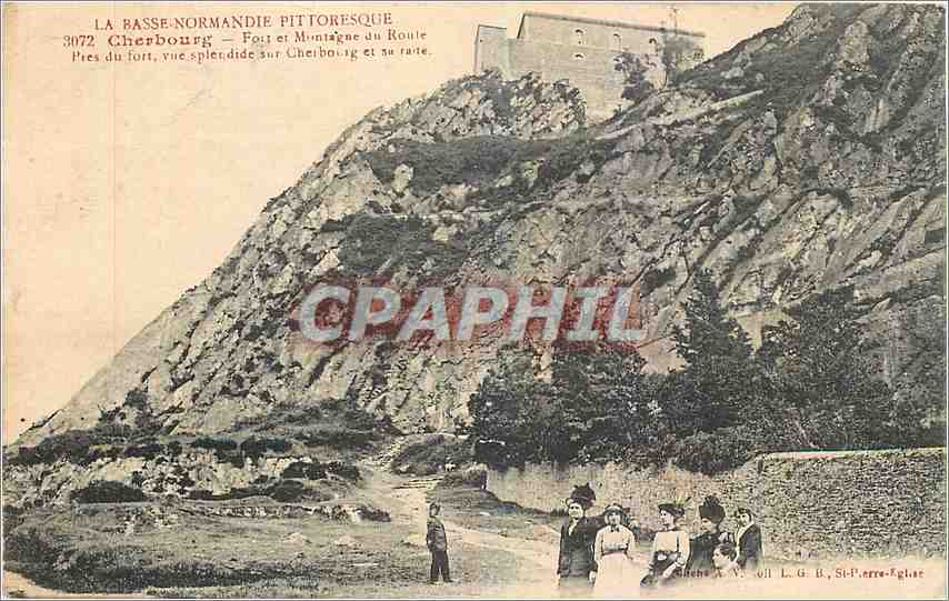 CPA Cherbourg Fort et Montagne du Route 