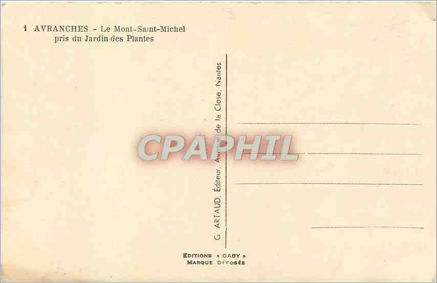 Avranches - Le Mont-Saint-Michel pris du Jardin des Plantes — G. ARTAUD, Éditeur, Avranches — Reverso